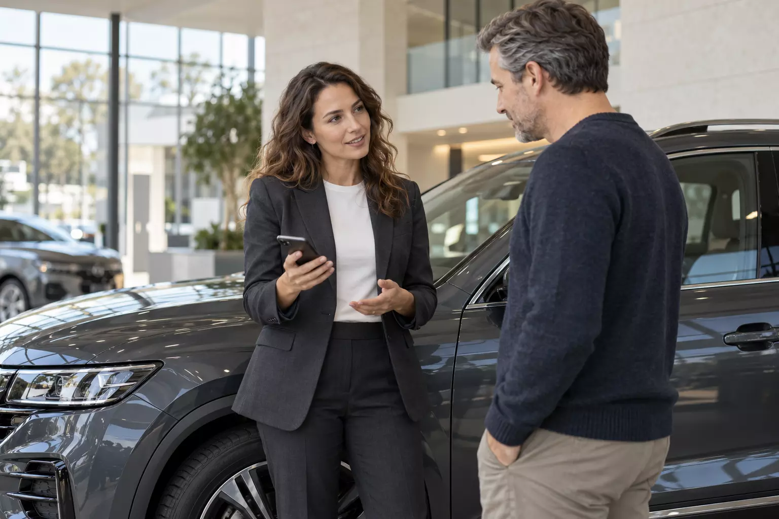 A salesperson building a personal connection with a shopper